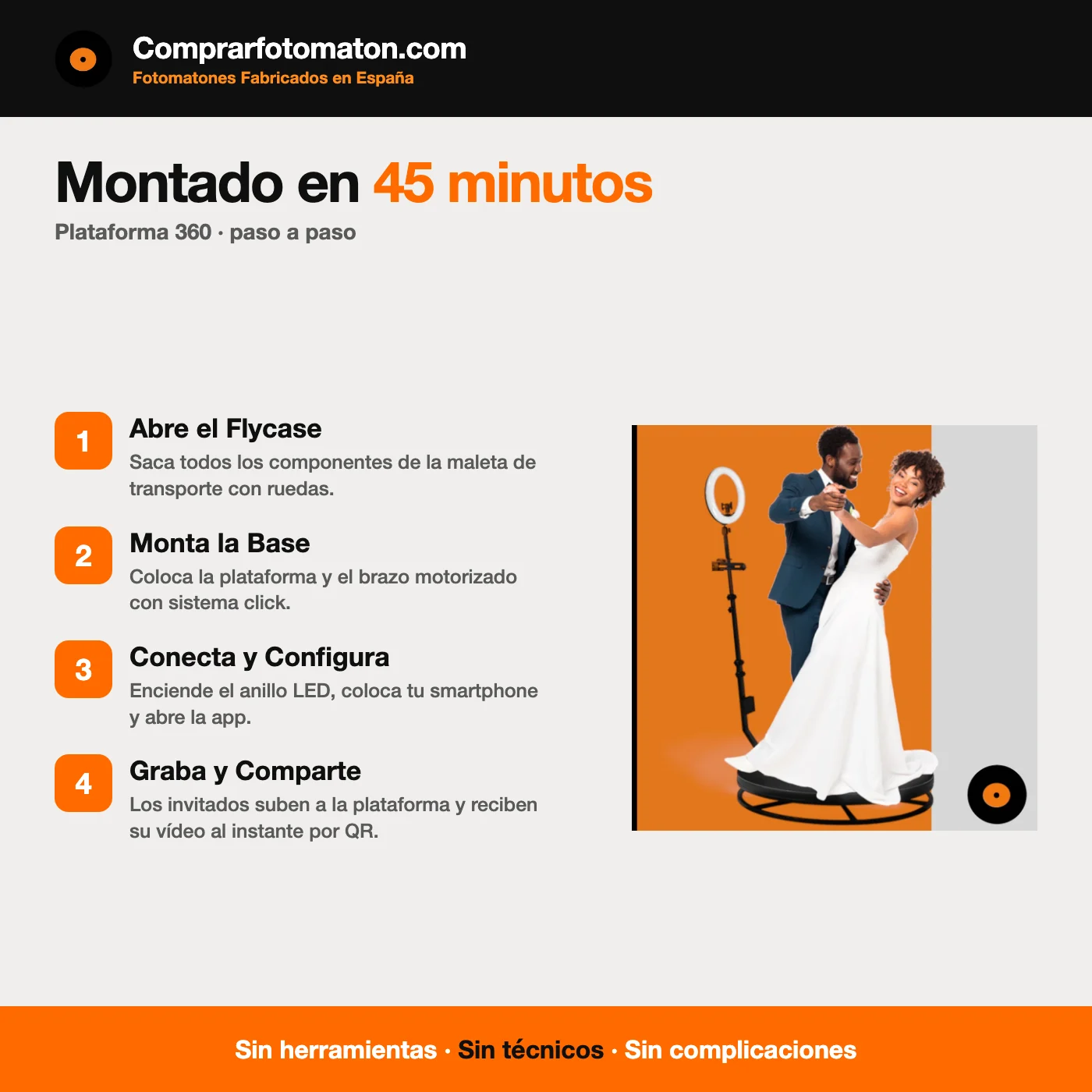 Plataforma 360 Giratoria Profesional: montaje en 45 minutos en cuatro pasos, sin herramientas